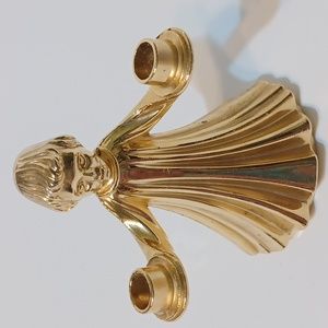 Antique Solid Brass 3.5" Choir Boy Double Candle Holder L@@K!